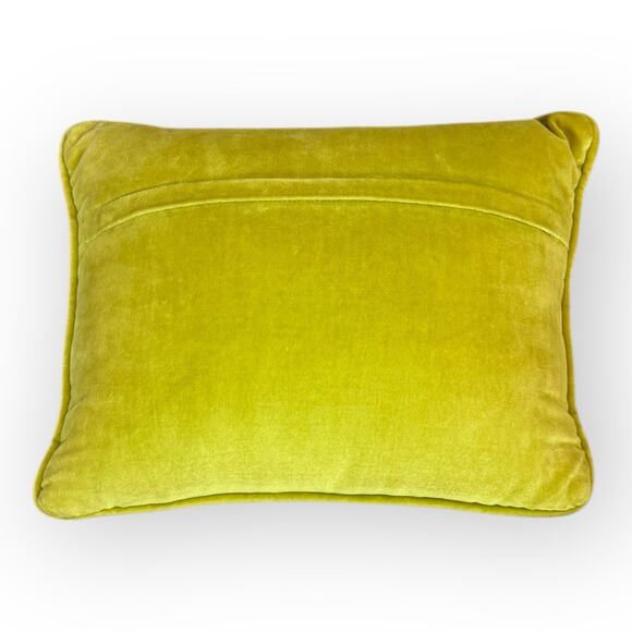 Bird Floral Needlepoint Throw Pillow 10x13” Yellow Velvet Cottagecore Vintage - Picture 2 of 5